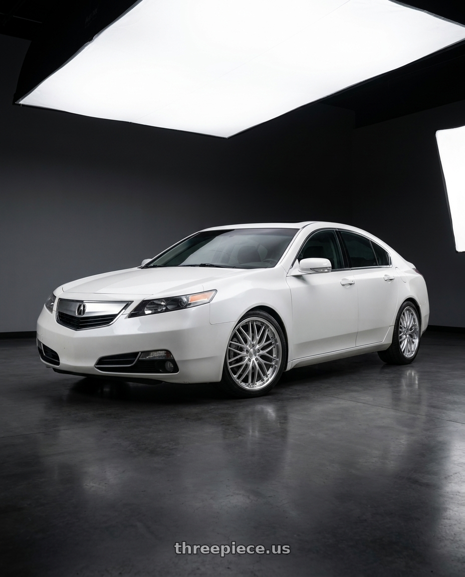 2013 Acura TL SH-AWD White with MRR GT1 5x120 18x8.5  +35 Hyper Silver Machine Lip wheels