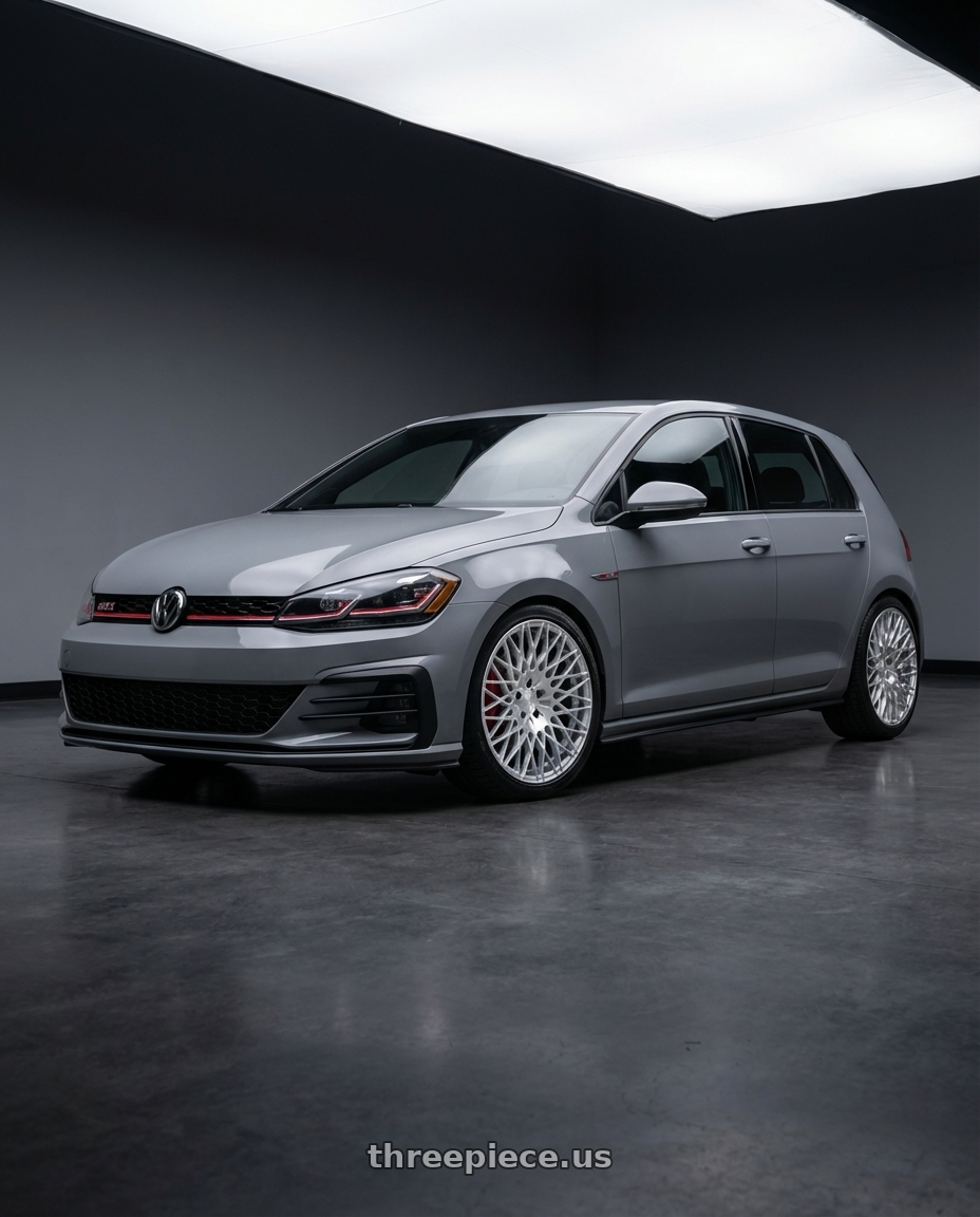 2019 Volkswagen GTI MK7 with Avant Garde Wheels M540 5X112 18x9 +48 Silver Machined wheels