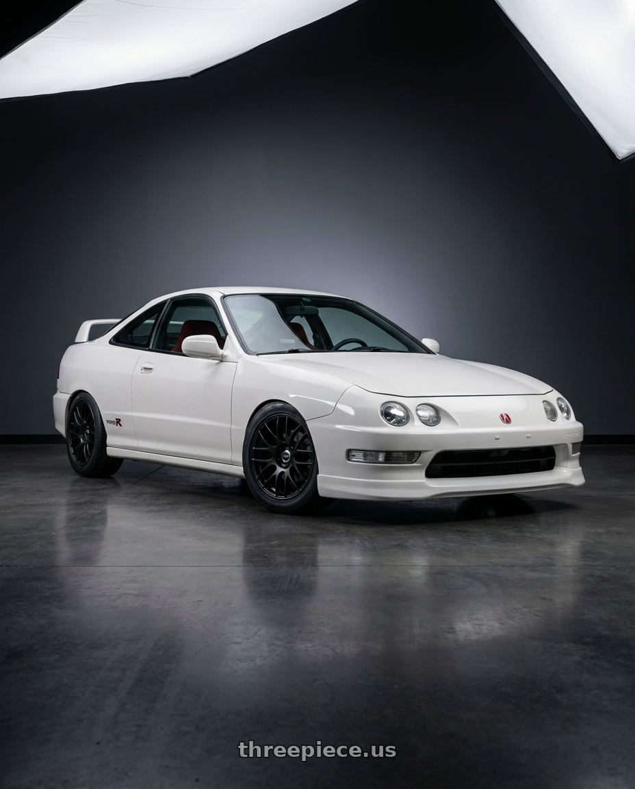 2000 acura integra with Work Emotion m8r 5x114.3 17x7 +38 Matte Black wheels