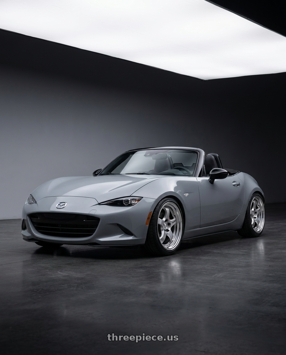 2026 Mazda MX-5 Club with Work Meister S1R 4x100 17x8+38 A Disk Feinheit Silver II wheels