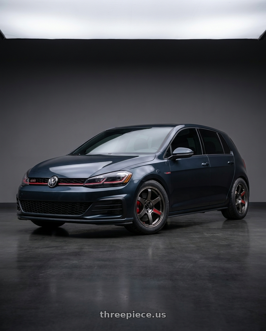 2018 Volkswagen GTI Dark Iron with Volk Racing TE37 Saga SL 5x112 18x8.5+42 Pressed Graphite wheels