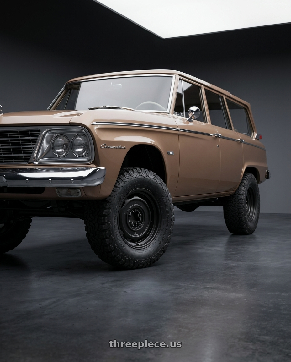 1965 Studebaker Wagonaire with Mobelwagen MW512B Interceptor 5X112 16x7.5 23 Black wheels