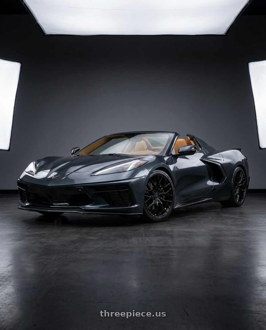 2021 Chevrolet Corvette Stingray with MRR GF5 5x120 19x8.5  +38 Gloss Black fit Corvette C8 ( rear: GF0520A652048BK ) wheels