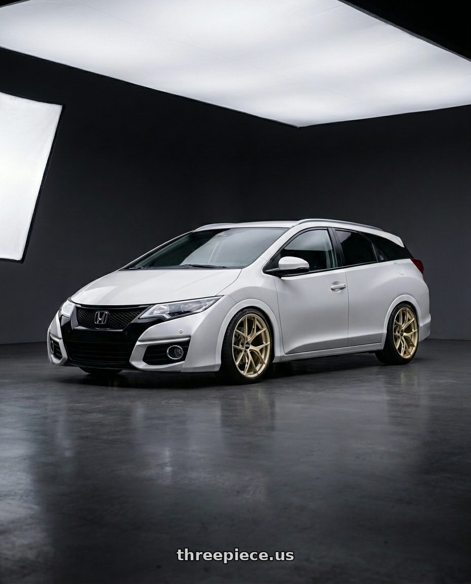 2016 Honda FK2 Civic Tourer, Dual-sided single-outlet aluminum alloy exhaust pipe with BBS FI-R Evo 5x112 19x9.5+15 White Gold wheels
