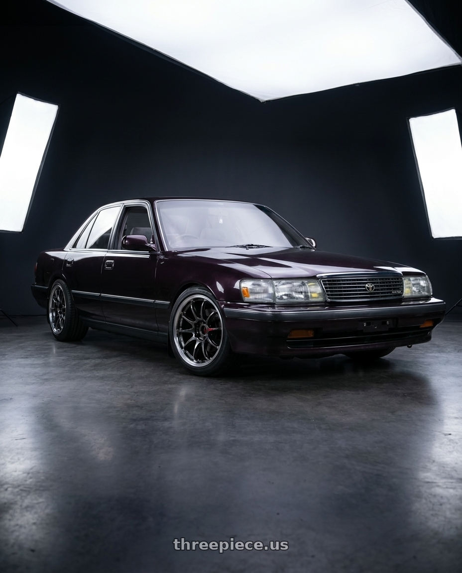 1992 Toyota cressida with Work Emotion Zr10 5x114.3 18x8.5 +38 Glim Black Diamond Rim cut wheels