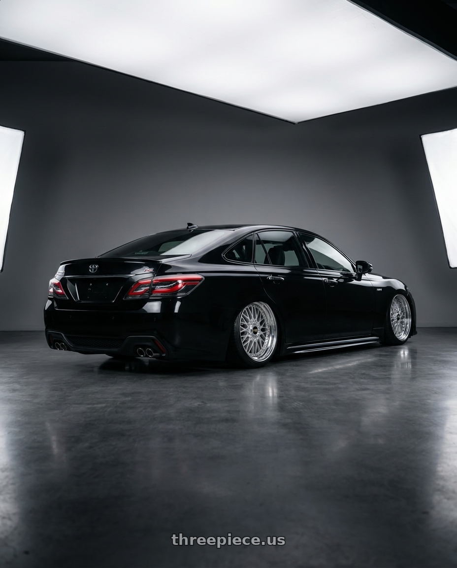2019 Toyota crown rs with BBS Super-RS 5x112 19x9.0+42 Silver wheels rear three quarter view slight stretch tires