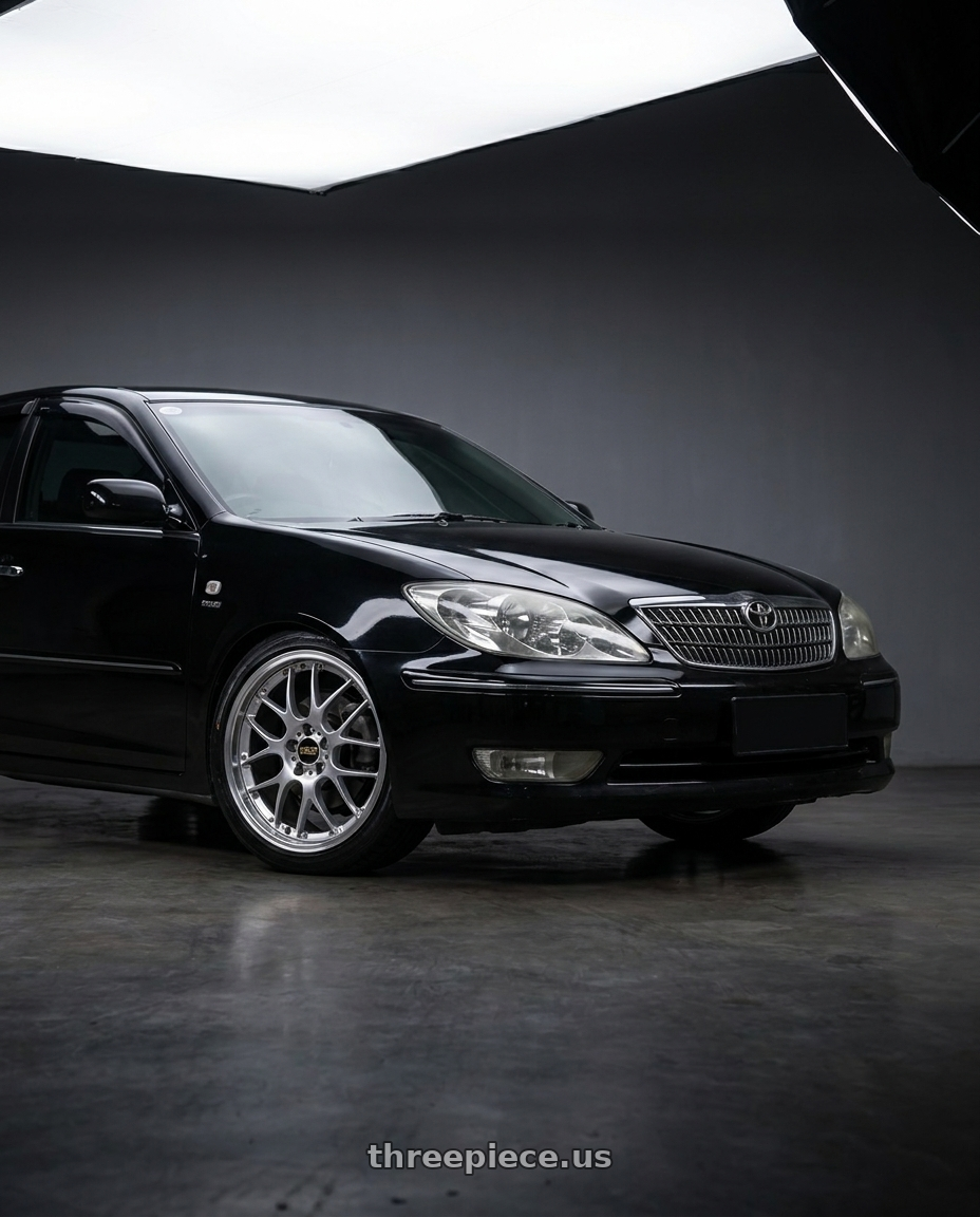 2005 Toyota Camry xv30 black  with BBS RS-GT 5x112 19x8.5+30 Diamond Silver wheels