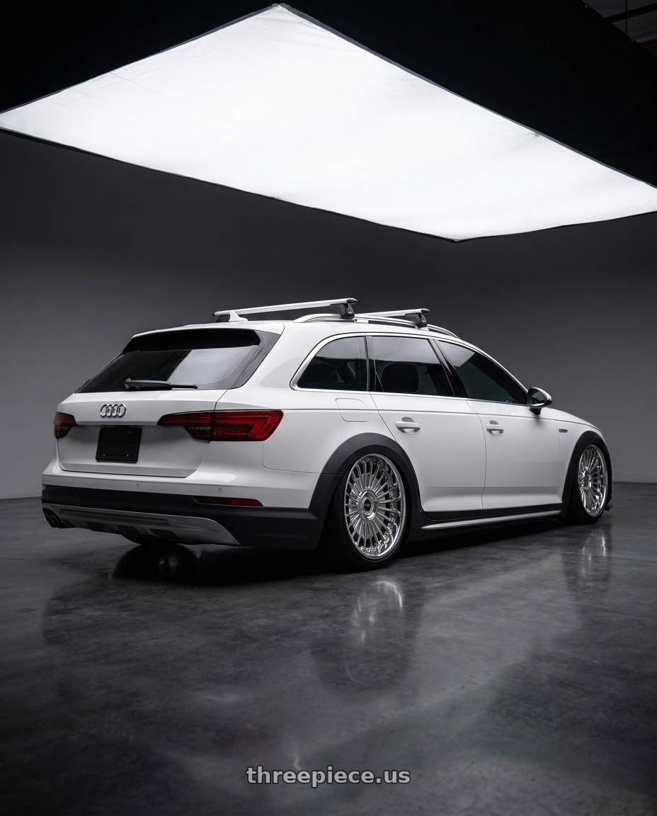 2018 audi a4 allroad with Work Emitz wheels rear three quarter view slight stretch tires