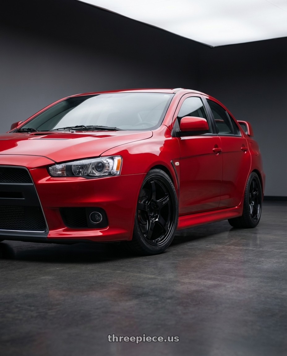 2012 Mitsubishi Lancer Evo X with Gram Lights 57CR 5x114.3 18x9.5+12 Glossy Black wheels