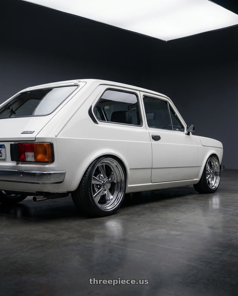 1979 fiat 147 with Cragar 61 S/S 5x114.3/5x120.65 15x10 -44 A108831 wheels rear three quarter view slight stretch tires