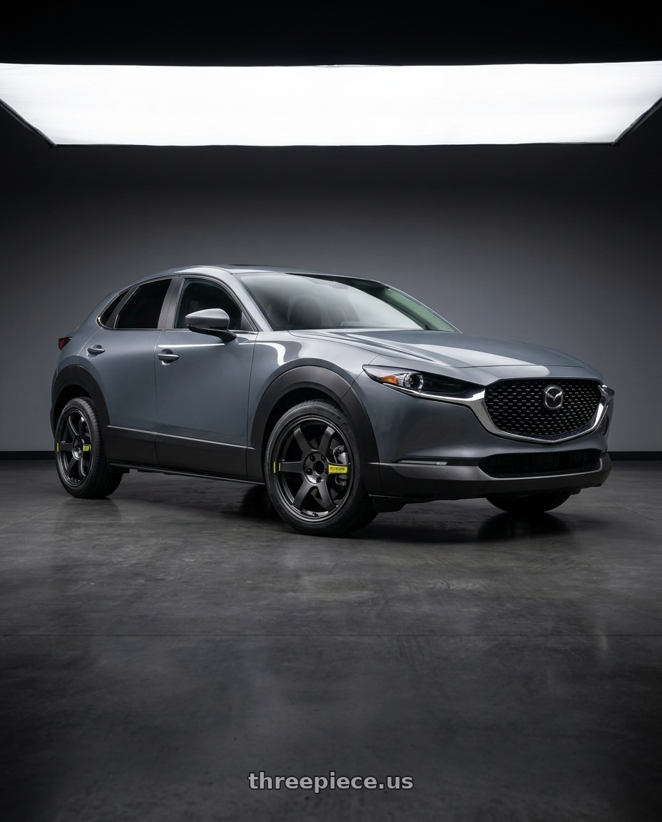 2026 mazda cx-30 with Volk Racing TE37 Saga SL M-Spec 5x114.3 18x9.5+39 Pressed Black wheels