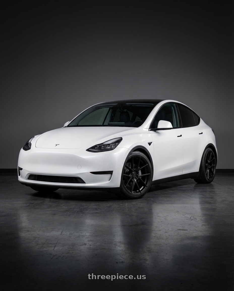 2024 Tesla Model Y with Aodhan AFF3 5x114.3 20x9+32 Matte Black wheels