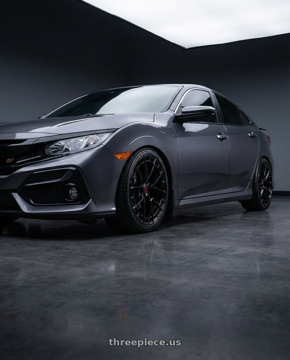 2020 Honda civic si with TIS Motorsports 504B 5x114.3 20x8.5 +35 Gloss Black wheels