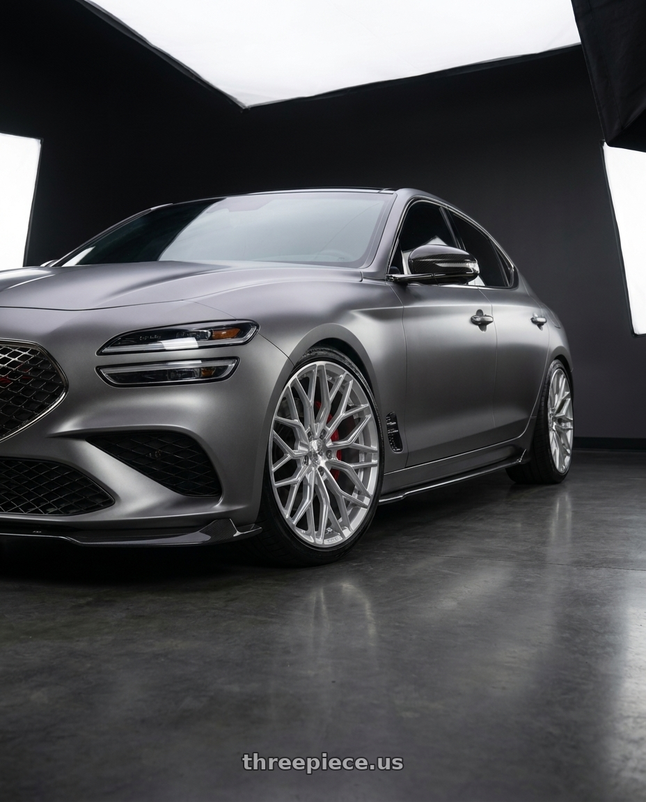 2024 Genesis g70 with DOLCE PERFORMANCE MAGARI 5x114.3 20x10 +40 Gloss Silver wheels