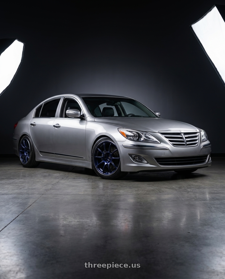 2013 Hyundai Genesis r spec with Advan Racing RZII 5x114.3 19x8.0 +44 RACING INDIGO BLUE & RING wheels