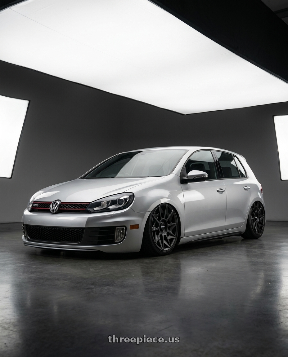 2011 Vw Golf Gtd Silver with Rotiform 1PC R129 CVT 5X112/5X120 19X8.5 +35 MATTE BLACK wheels