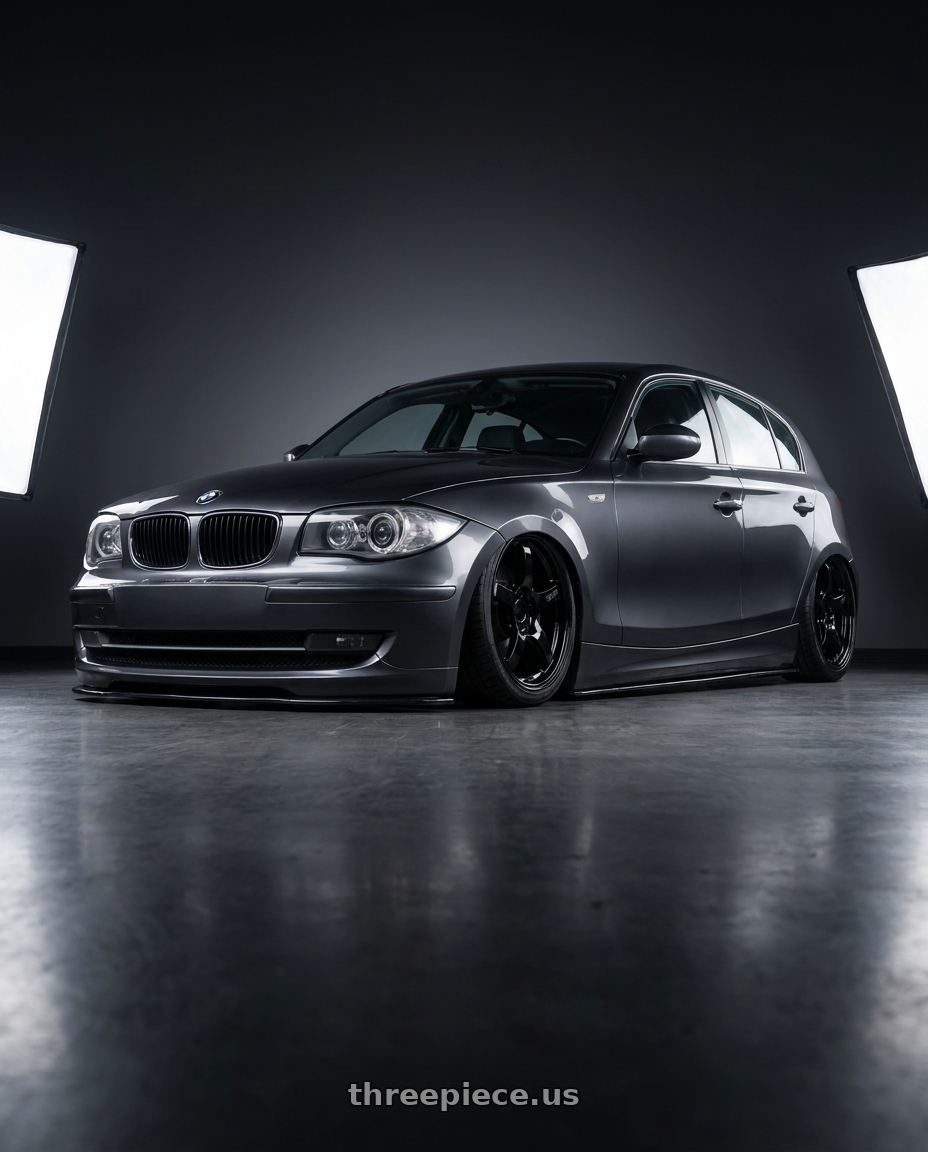 2012 BMW 1 Series E82 with Gram Lights 57CR 5x120 18x9.5+38 Glossy Black wheels