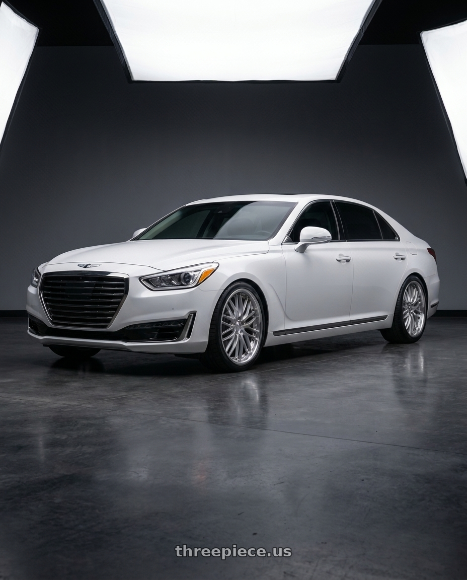 2018 genesis g90 ultimate with XIX Wheels XIX 61 5x114.3 20x8.5 +20 Silver Machined with Stainless Steel Lip wheels