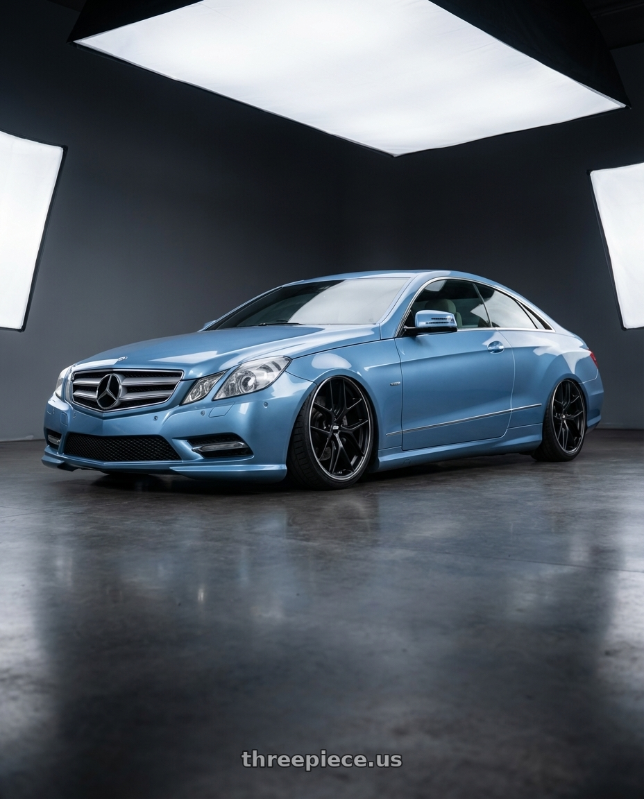 2014 Mercedes-Benz E-Class Coupe C207 with BBS CC-R 5x112 20x9.0+38 Satin Black wheels front three quarter view stanced stance