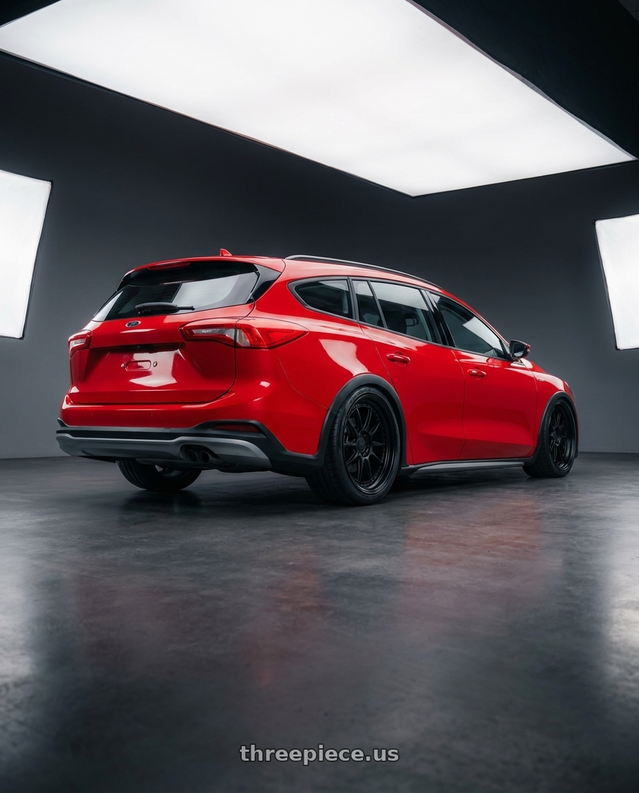 2024 focus active wagon 紅色 with RedBourne MORLAND 5X120 20X8.5 +25 MATTE BLACK wheels rear three quarter view square tires