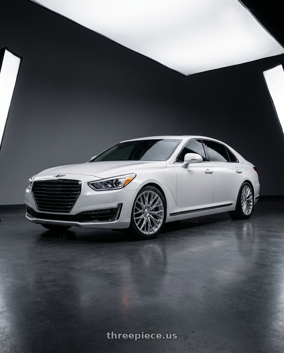 2018 genesis g90 ultimate with MRR GF5 5x114.3 19x8.5  +20 Silver Machine Face wheels