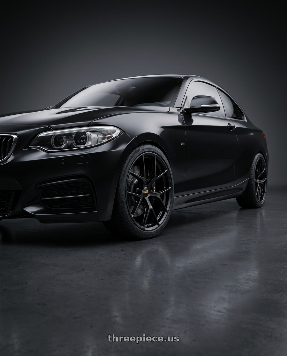 2016 BMW m235 black with BBS FI-R CL 20x9.0+52 Satin Black wheels