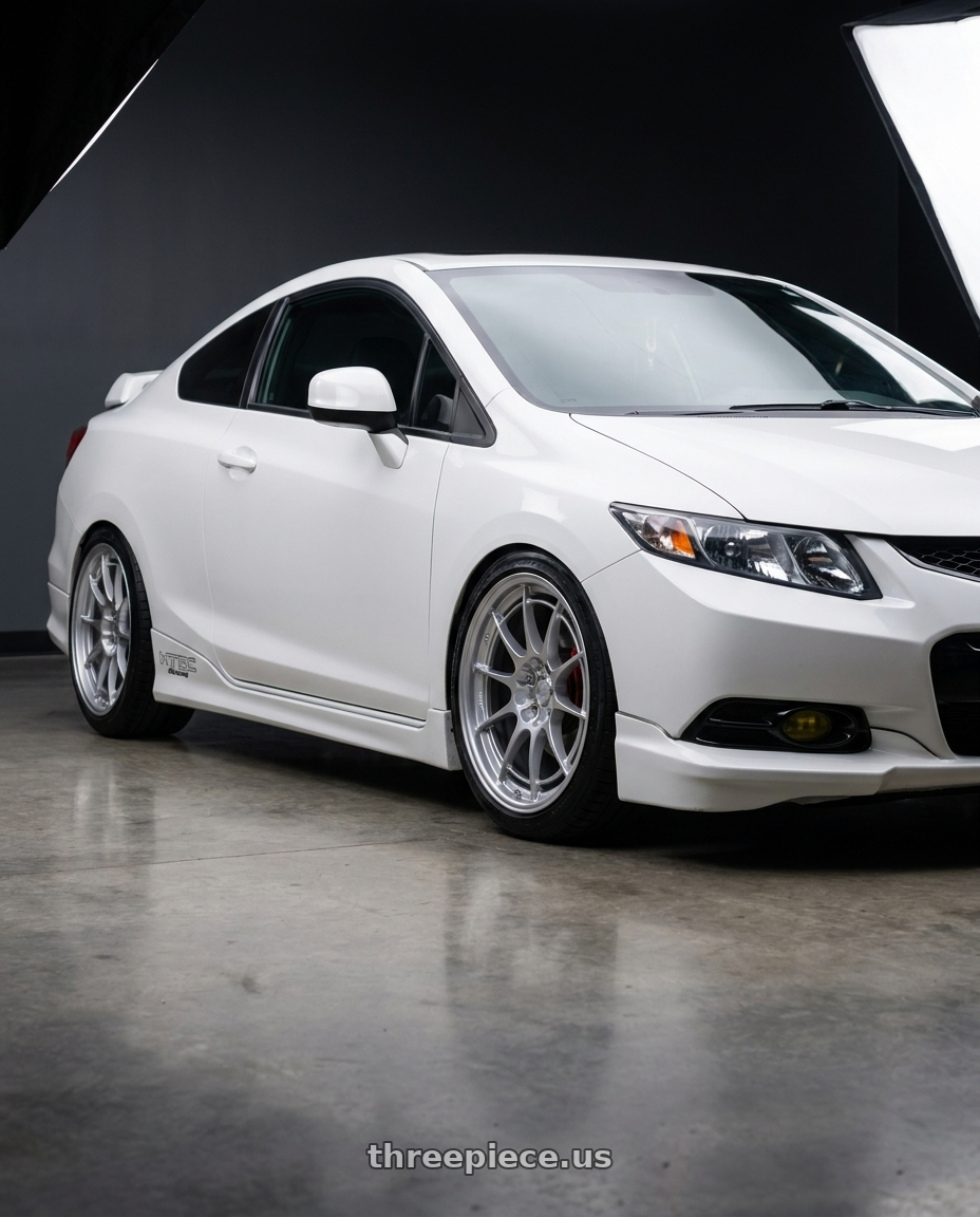 2013 Honda Civic Si Pearl with Enkei NT03+M 5x114.3 18x8.5+38 Silver wheels