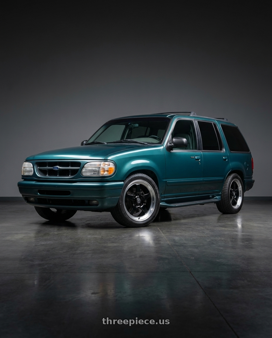 1998 Ford Explorer with Forgestar D5 Drag 5x114.3 18x9 +22 Gloss Black Machined wheels