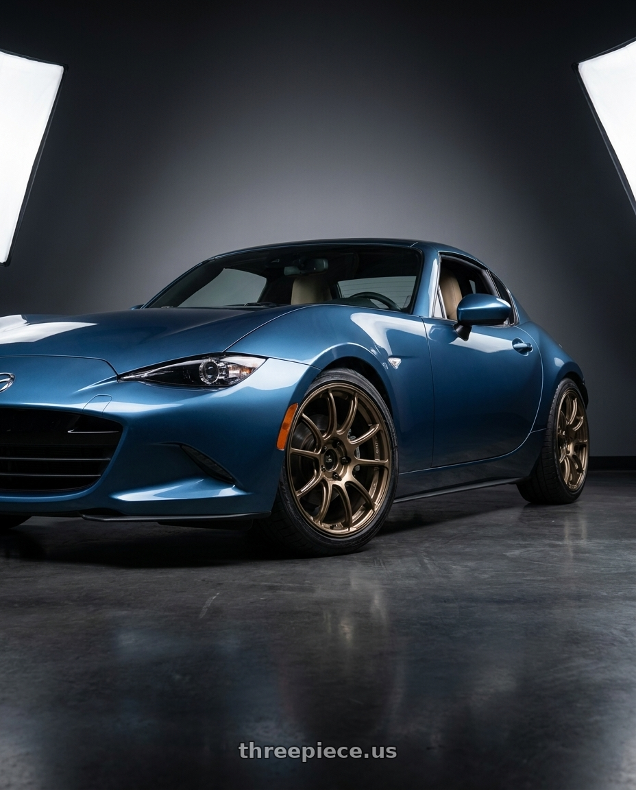 2019 mazda mx5 eternal blue with Advan Racing RZII 4x100 17x7.5 +38 RACING BRONZE wheels
