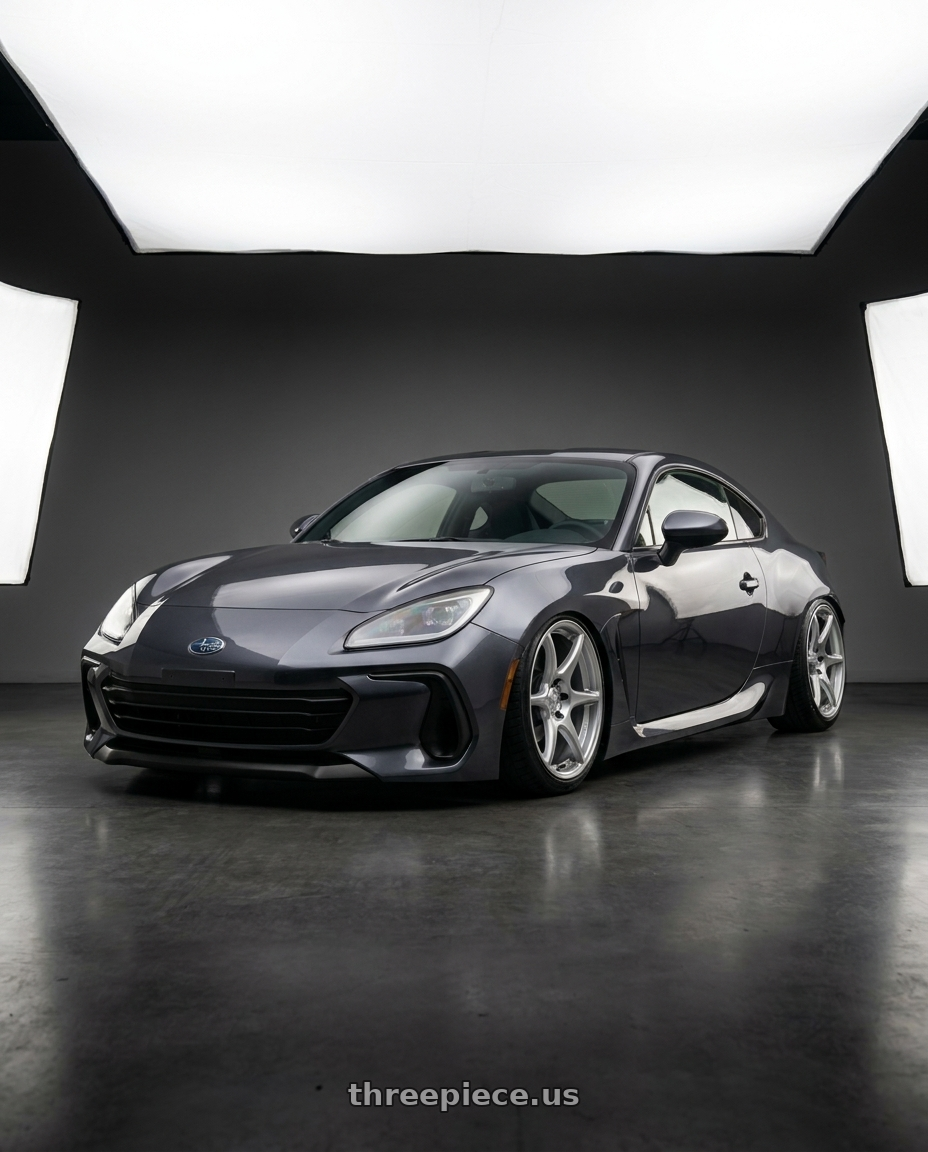 2022 Subaru brz with Kansei K11S Tandem 5X100 18x8.5 35 Hyper Silver wheels