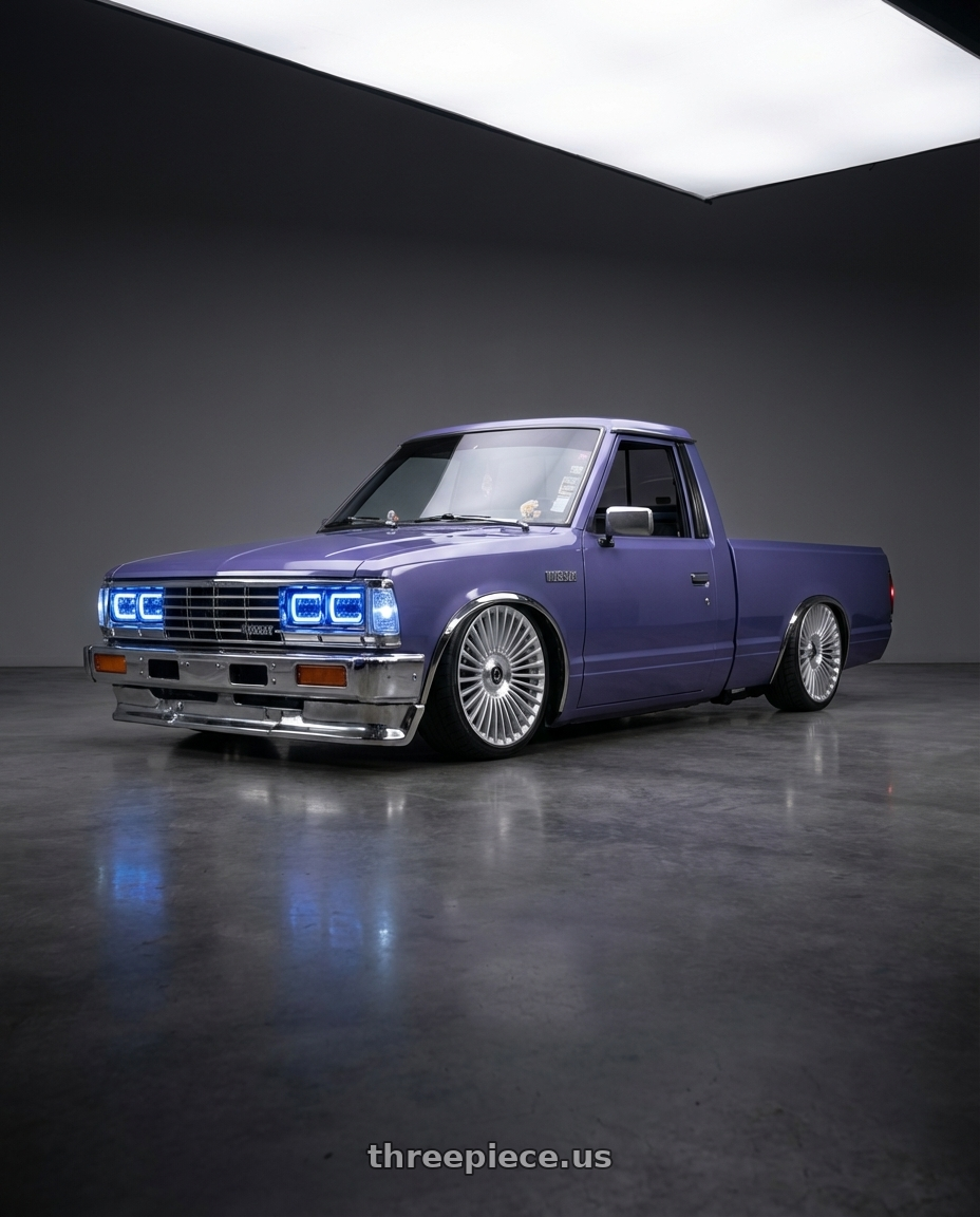 1985 nissan 720 with DOLCE LUXURY TRENTO 6x135/6x139.7 22x9.5 +35 Glossy Silver Brush Face wheels