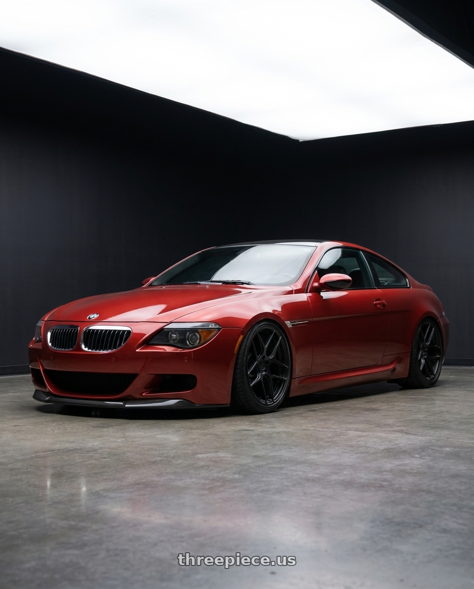 2006 Bmw E63 M6 Indianapolis Rot Metallic with Aodhan AFF2 5x120 19x9.5+35 Matte Black wheels