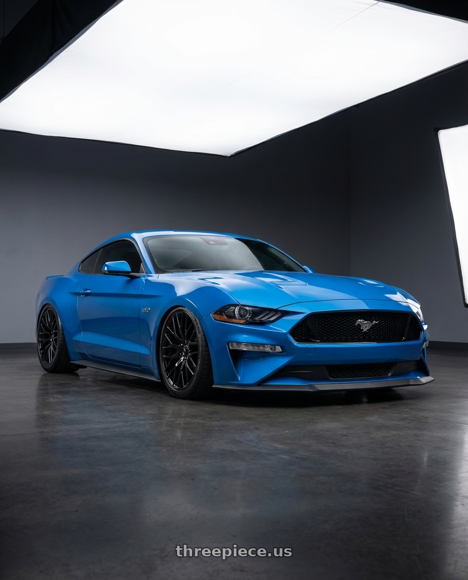 2018 Ford Mustang Ecoboost Premium with Adv1 Adv005 5x120 20x9 28 Satin Black 20x9 Et28 wheels