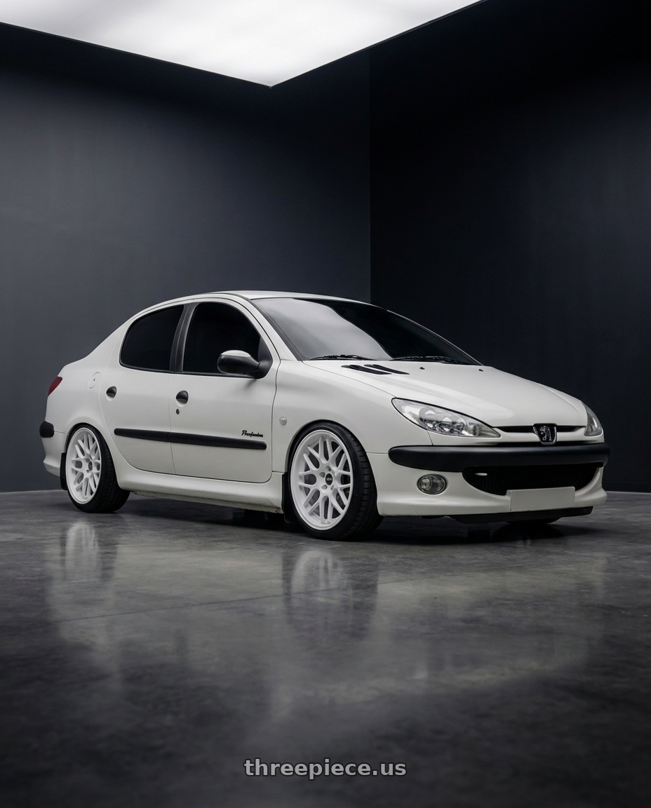 2011 Peugeot 206 SD roof with ESR Wheels APEX SERIES APX01 5x100 18x8.5 +30 Gloss White wheels