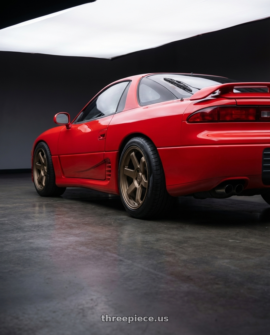 1993 mitsubishi 3000gt sl with F1R F106 5x114.3 18x9.5 +22 Matte Bronze wheels rear three quarter view meaty tires
