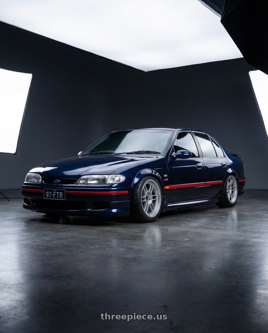 1997 ford falcon with Enkei RPF1 5x114.3 17x7+45 Silver wheels