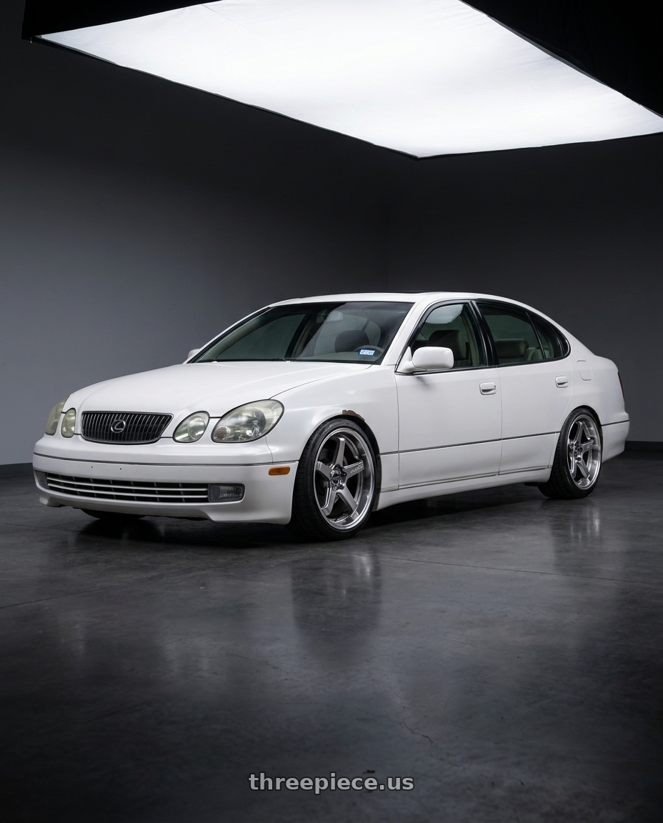2002 lexus g300 base with F1R FC5 5x114 18x8.5 +38 Hyper Black/Polish Lip wheels