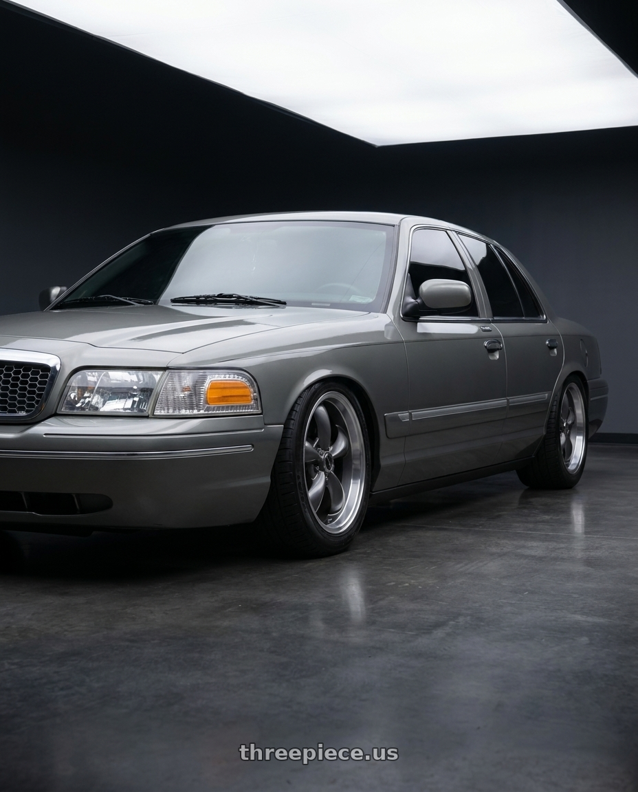 2009 Ford Crown Victoria with American Racing AR105 TORQ THRUST M 5X114.3 18X8 0 ANTHRACITE W/ MACHINED LIP wheels