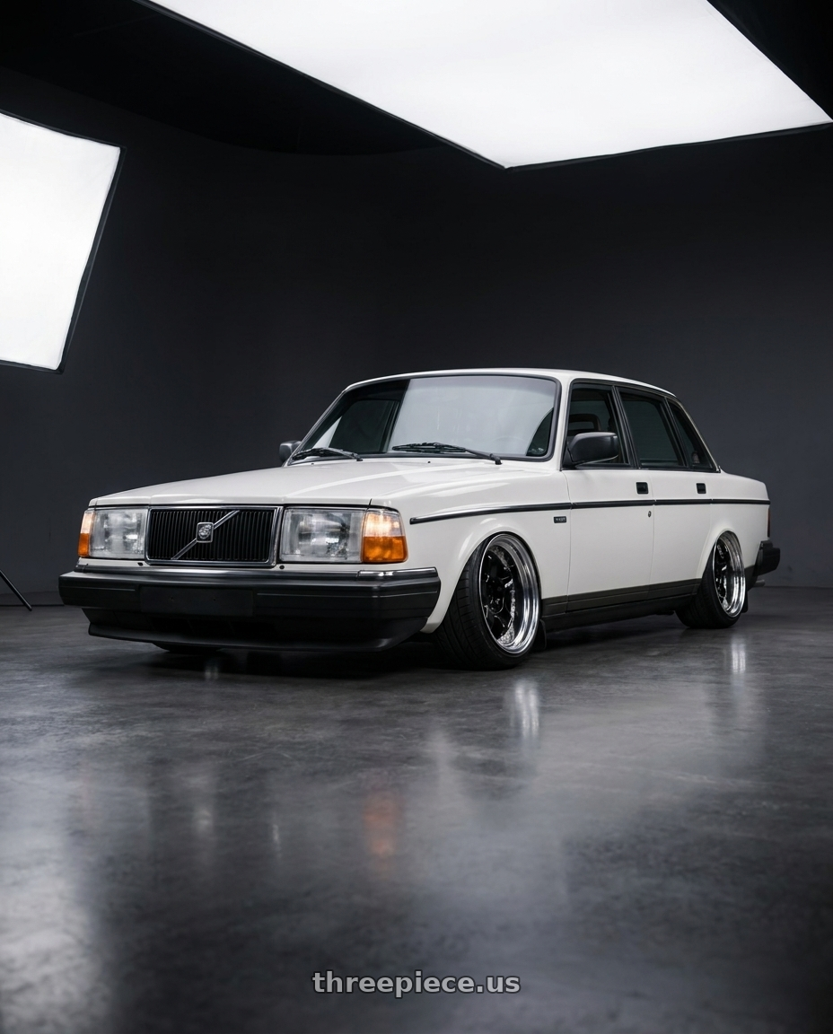 1993 Volvo 240 with Work Meister S1 3P 4x100 17x11+3 A Disk Black wheels