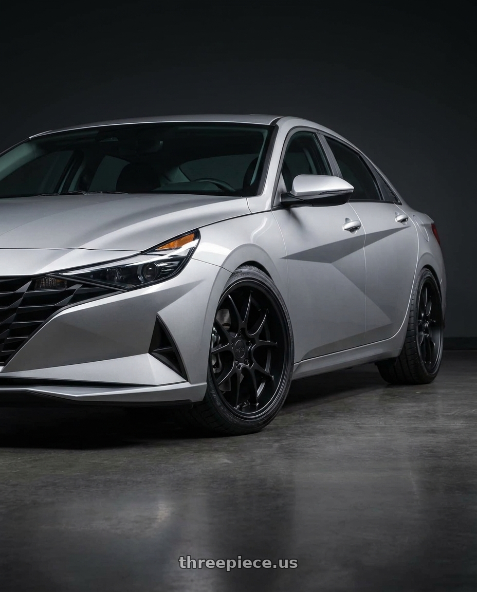2021 Hyundai Elantra Limited with Rotiform 207 5x114.3 19x8.5 +35 MATTE BLACK wheels