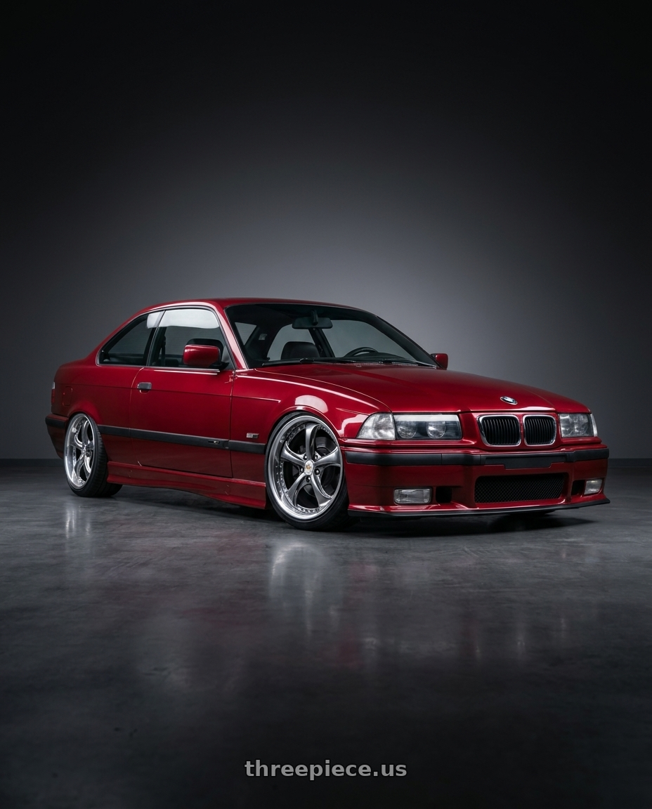 1996 BMW E36 328is with Work Wheels VS-KF 5X114.3 19x8+40 Brilliant Silver Black A Disk FULL REVERSE wheels