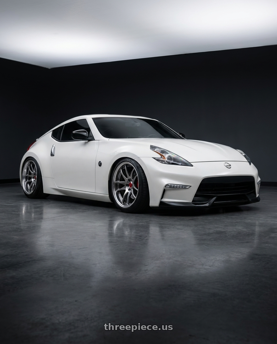 2018 Nissan 370z with Work Cr 2P 4x100 17x9.5 +18 GT Silver wheels