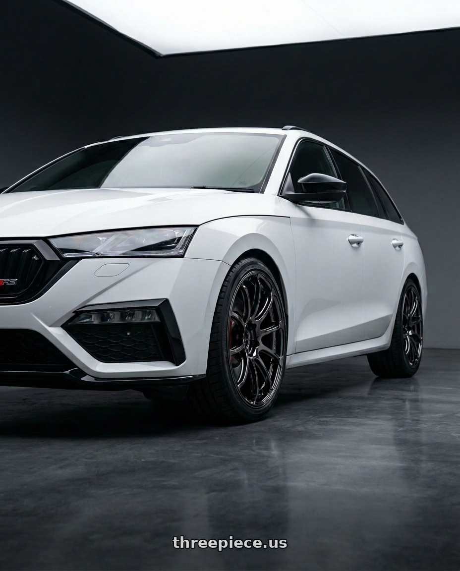 2023 Octavia combi rs  with Work Emotion Zr10 5x100 18x7.5 +38 Glim Black Diamond Rim cut wheels
