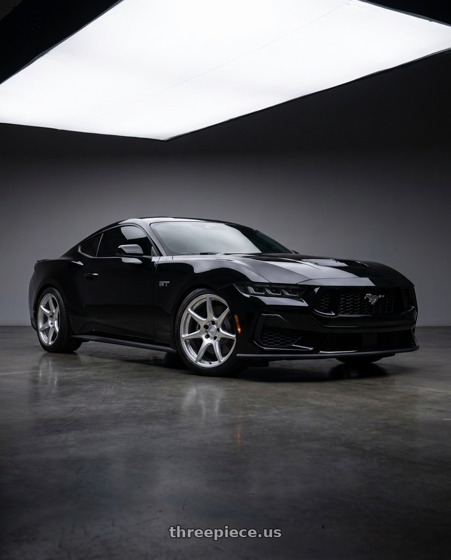 2024 ford mustang gt with Kansei K11S Tandem 5x114.3 18x8.5 35 Hyper Silver wheels