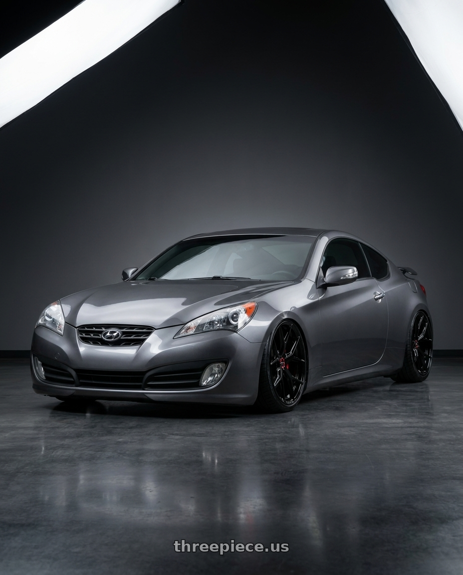 2014 Hyundai Genesis Coupe with Vossen HF-5 19x9.5 / 5x114.3 / ET40 / Deep Face / 73.1 - Gloss Black Wheel - HF5-9N63 wheels