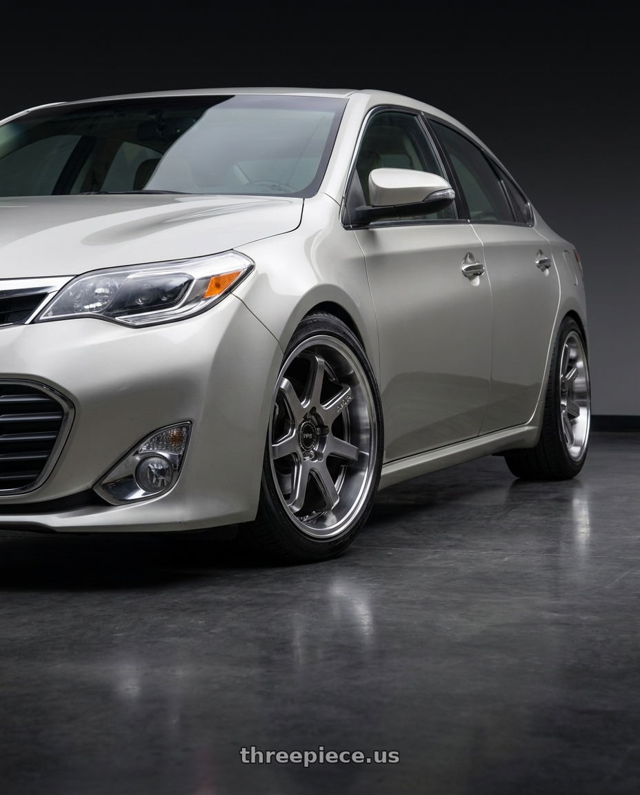 2013 toyota avalon with F1R FC7 5x114 18x9.5 +38 Hyper Black/Polish Lip wheels