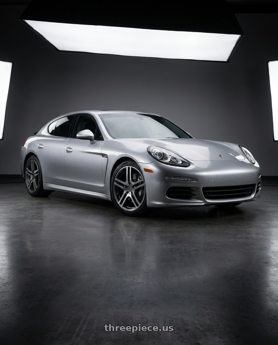 2014 porsche panamera 4 with REPLICA WHEELS R5055 5x112 20x9.5+35 GREY / MACHINED wheels