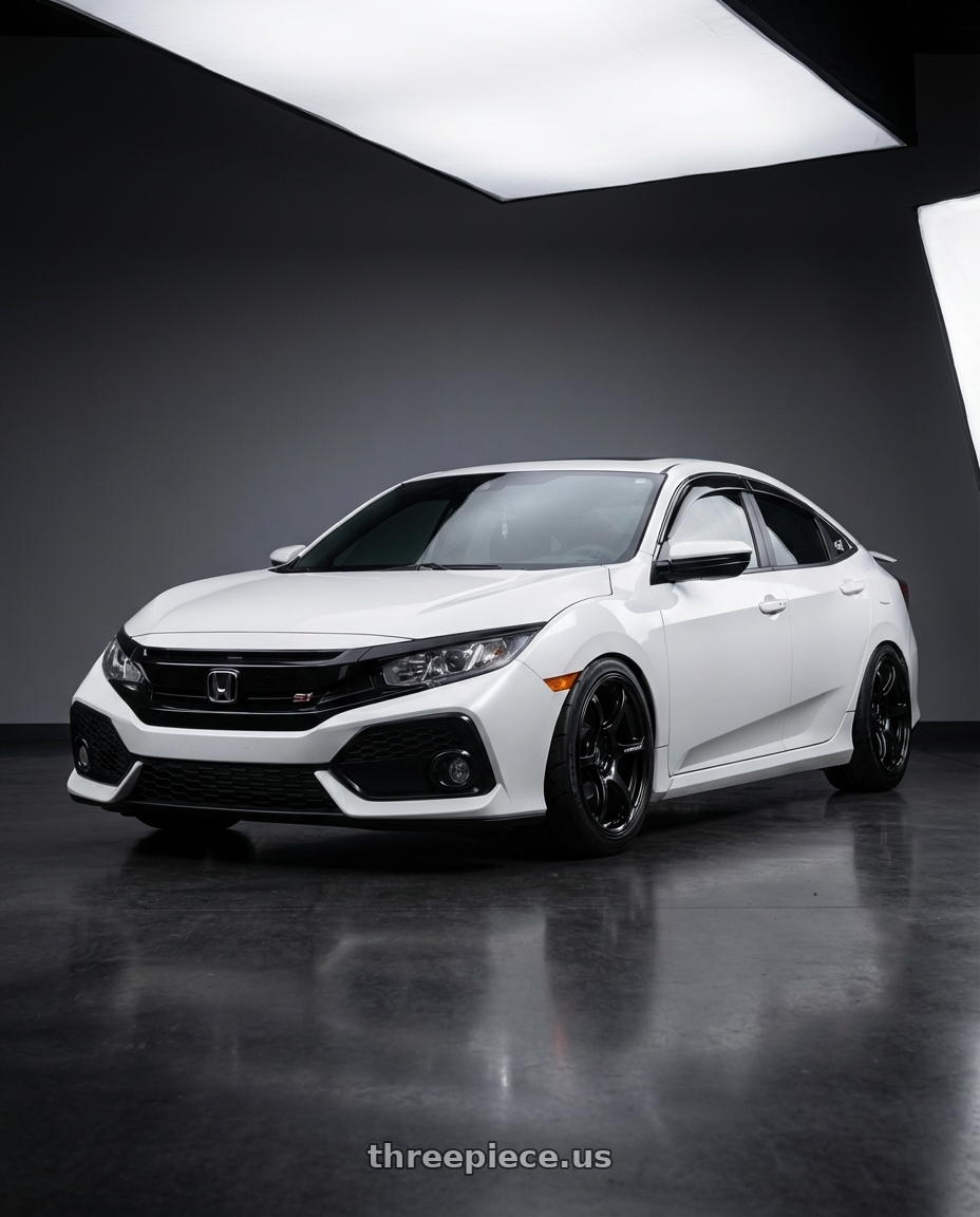 2018 Honda Civic SI Sedan White with Advan RGIII 5x114.3 18x9.0+35 Gloss Black wheels