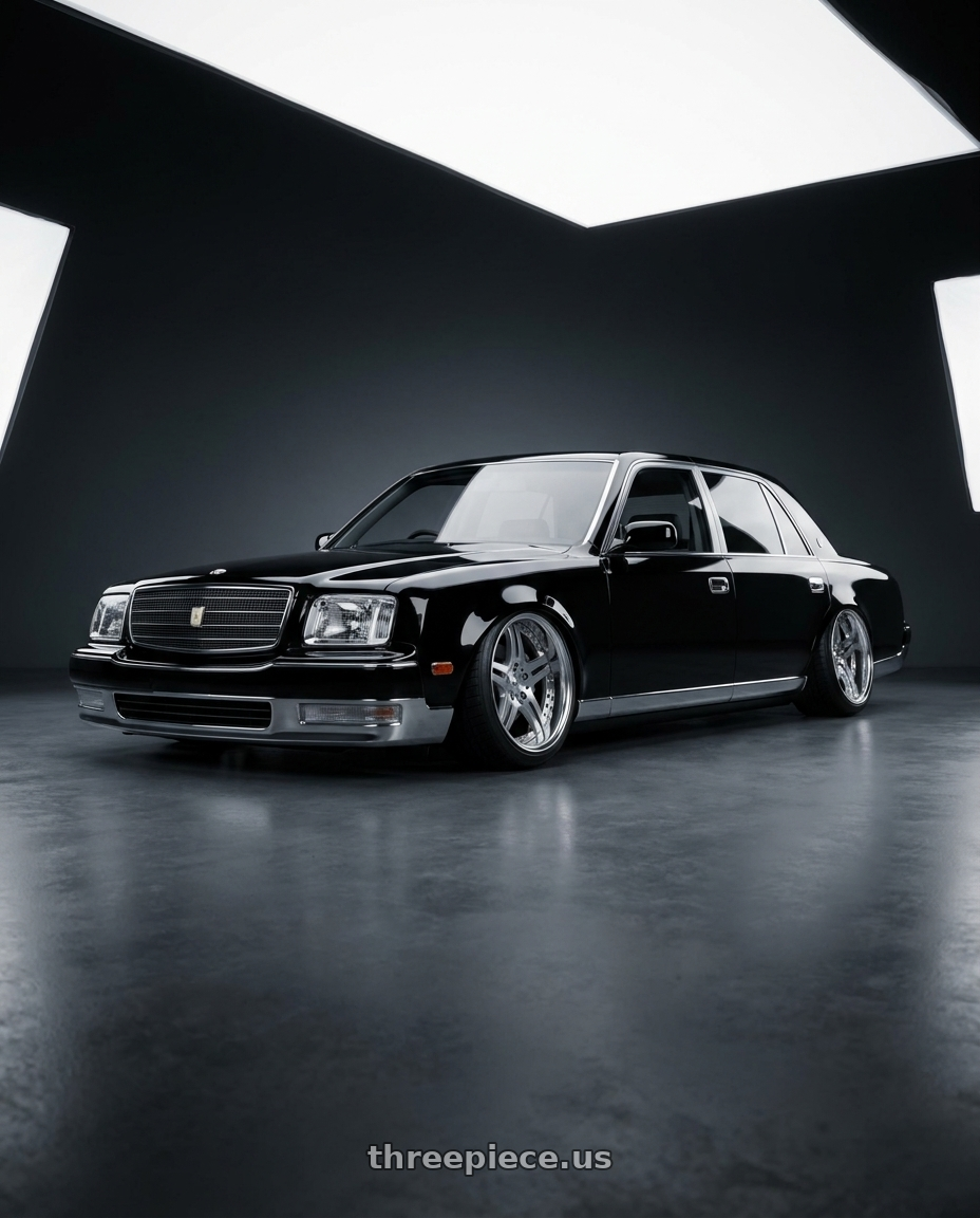 1997 Toyota Century with Work Lanvec Lf1 5x114.3 19x9.5+30 A Disk Machine Silver Polish wheels