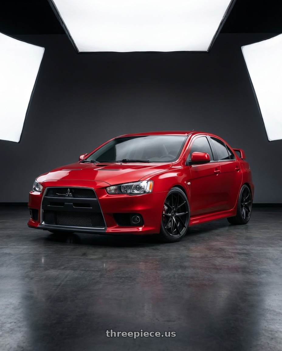 2012 Mitsubishi Lancer Evo X with Niche 1PC M117 MISANO 5X114.3 18X8 +42 MATTE BLACK wheels